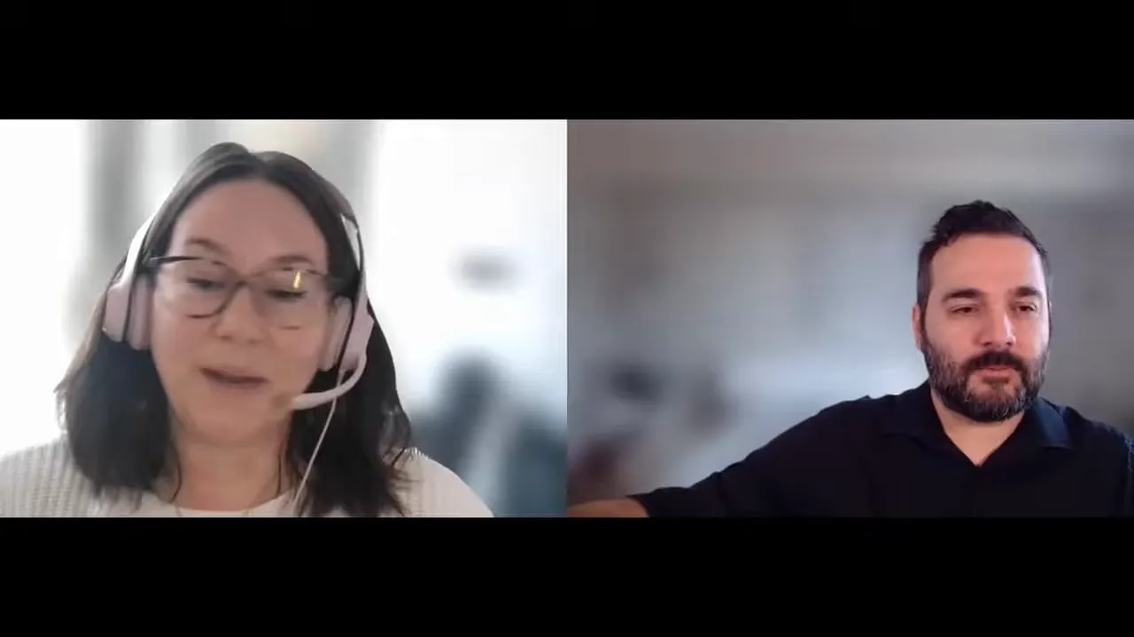 Two experts on a video call discussing EEAT signals and unique expertise for better SEO performance