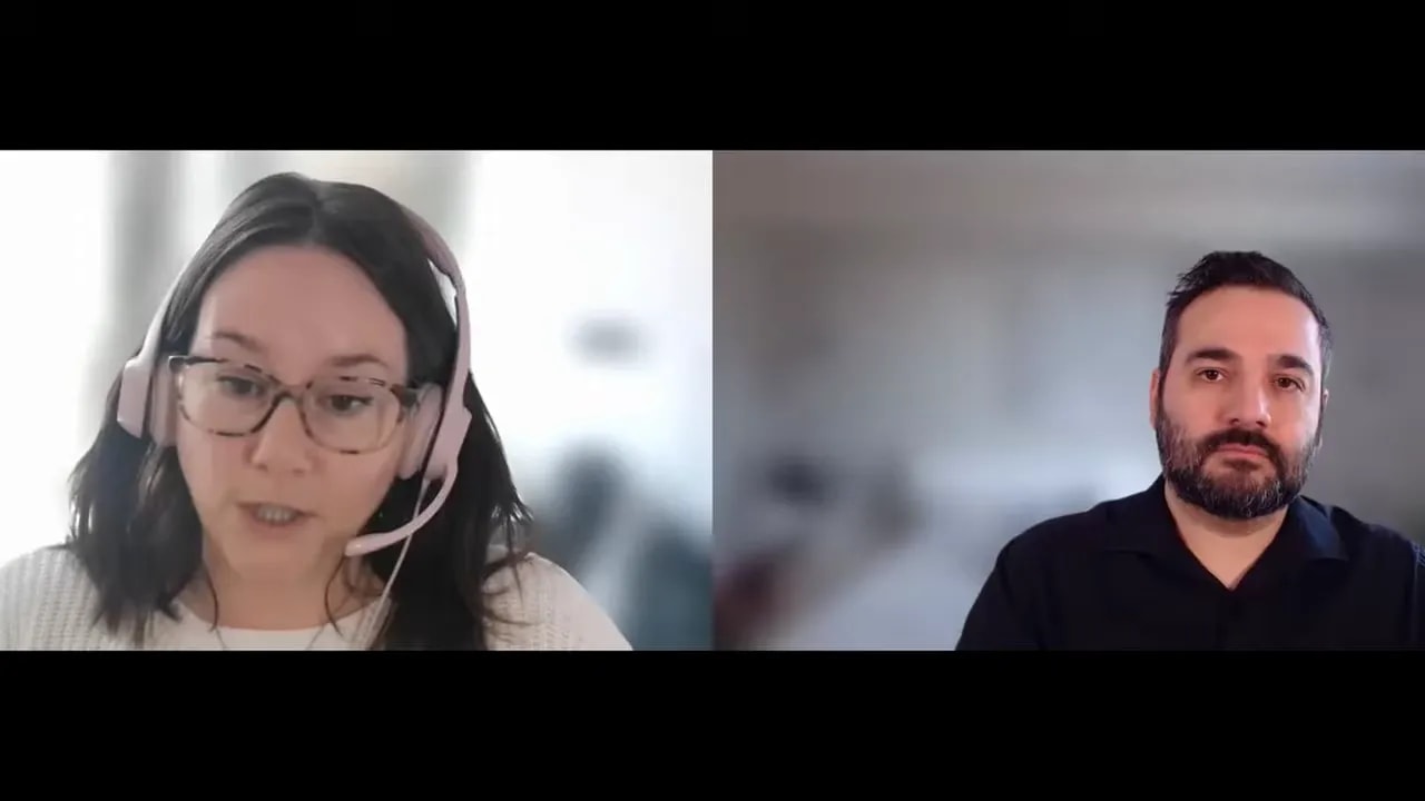 Two people on a video call discussing traditional SEO foundations for AI overviews