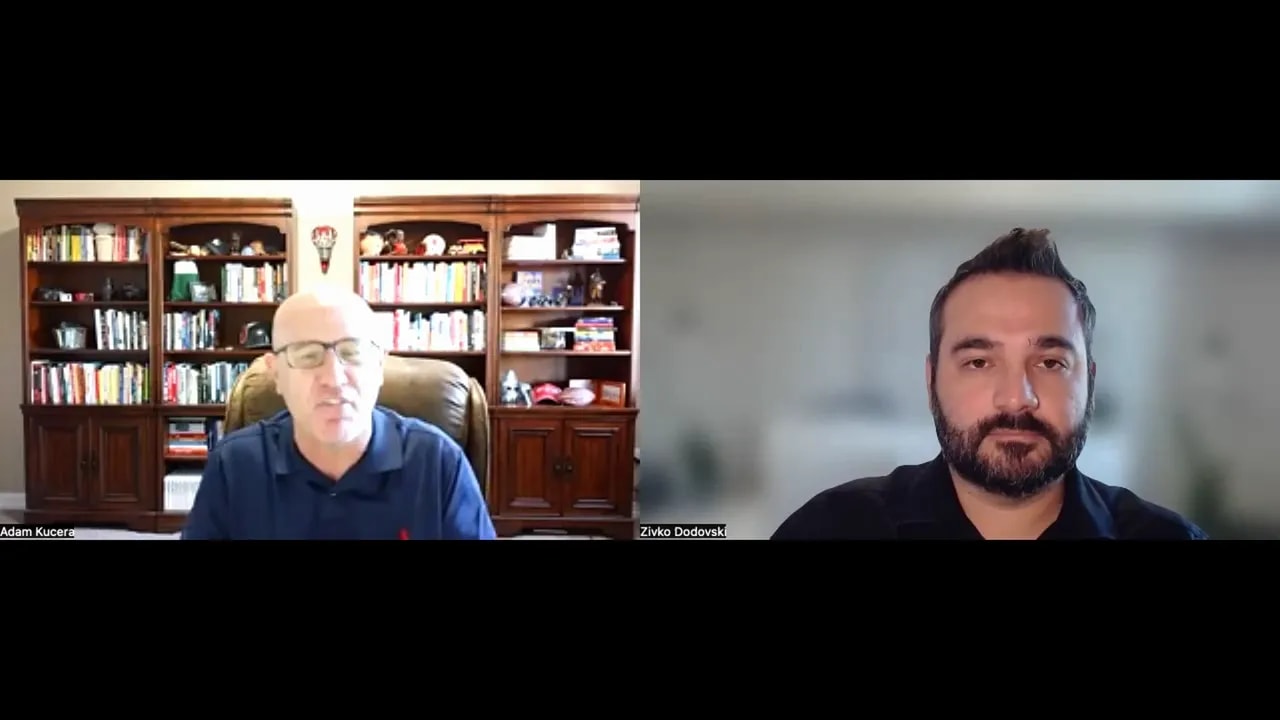 Clear split-screen video call showing two participants engaged in a discussion about processes.
